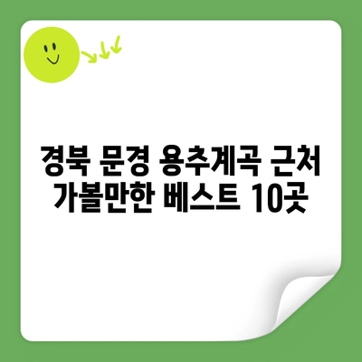 경북 문경 용추계곡 근처 가볼만한 베스트 10곳