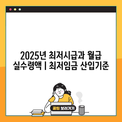 2025년 최저시급과 월급 실수령액ㅣ최저임금 산입기준