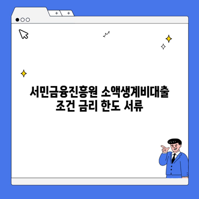 서민금융진흥원 소액생계비대출 조건 금리 한도 서류