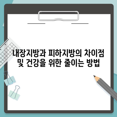 내장지방과 피하지방의 차이점 및 건강을 위한 줄이는 방법