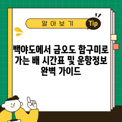 백야도에서 금오도 함구미로 가는 배 시간표 및 운항정보 완벽 가이드