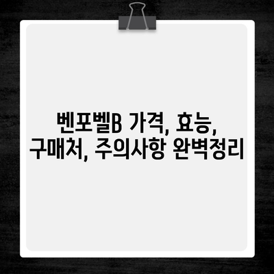 벤포벨B 가격, 효능, 구매처, 주의사항 완벽정리