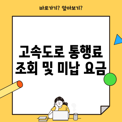 고속도로 통행료 조회 및 미납 요금