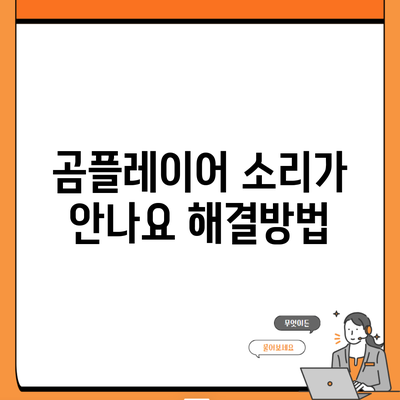 곰플레이어 소리가 안나요 해결방법