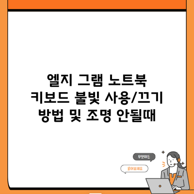 엘지 그램 노트북 키보드 불빛 사용/끄기 방법 및 조명 안될때