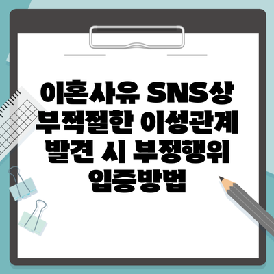 이혼사유 SNS상 부적절한 이성관계 발견 시 부정행위 입증방법