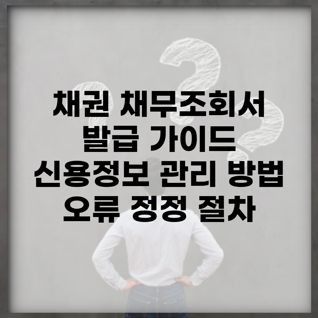 채권 채무조회서 발급 가이드 | 신용정보 관리 방법 | 오류 정정 절차