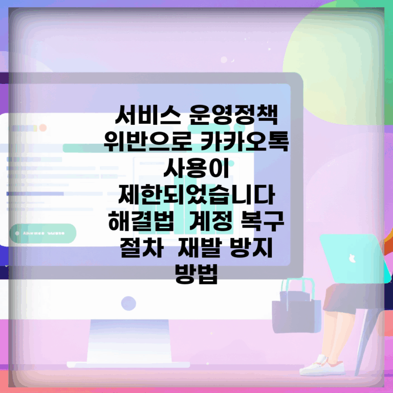 서비스 운영정책 위반으로 카카오톡 사용이 제한되었습니다 해결법 | 계정 복구 절차 | 재발 방지 방법