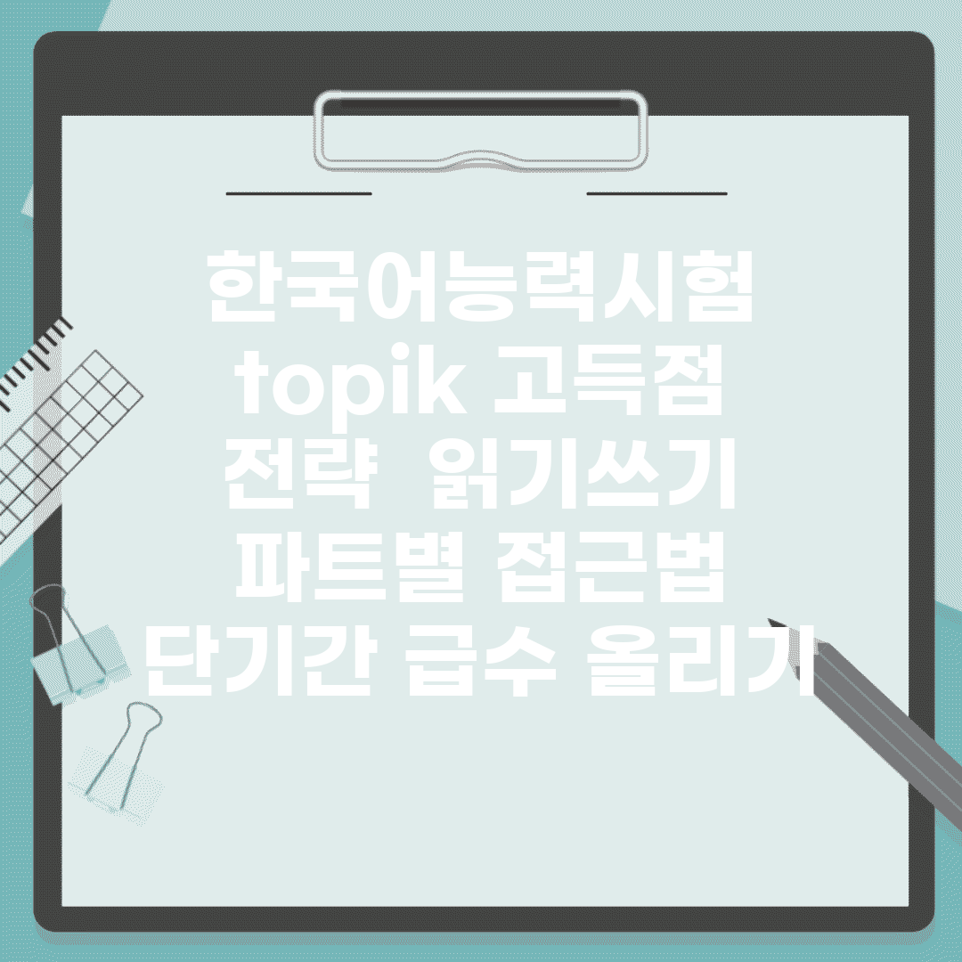 한국어능력시험 topik 고득점 전략 | 읽기/쓰기 파트별 접근법 | 단기간 급수 올리기