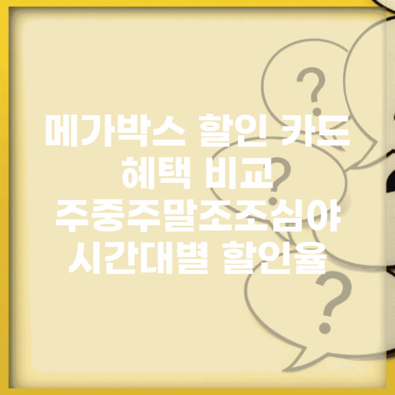 메가박스 할인 카드 혜택 비교 | 주중/주말/조조/심야 시간대별 할인율