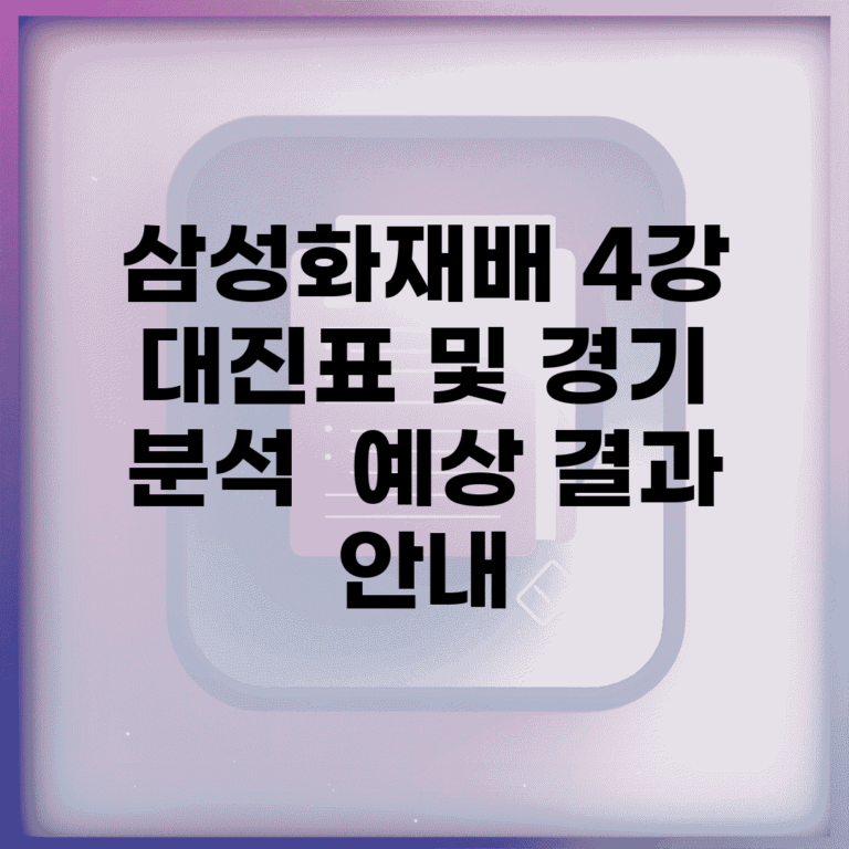 삼성화재배 4강 대진표 및 경기 분석 | 예상 결과 안내