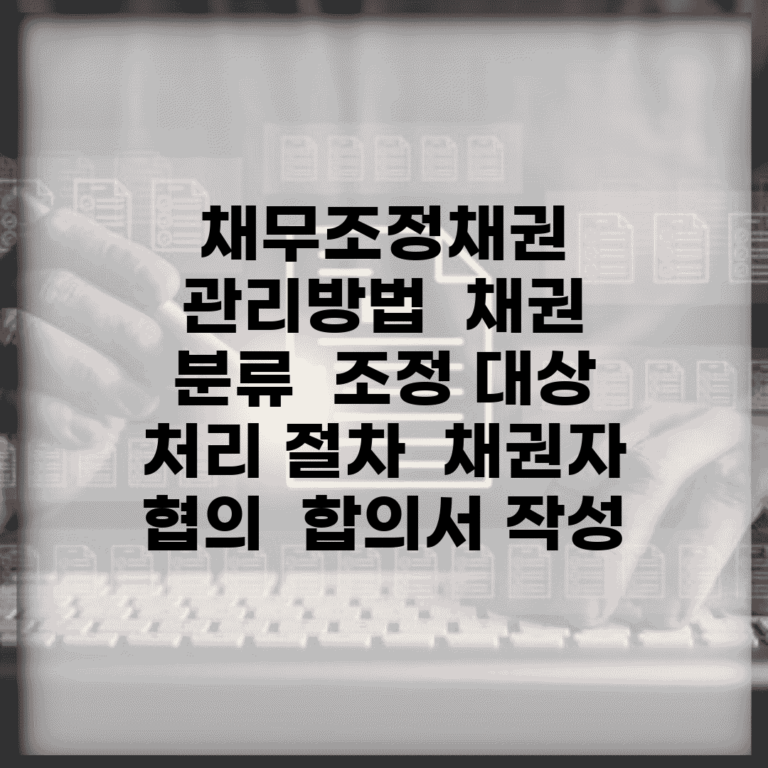 채무조정채권 관리방법 | 채권 분류 | 조정 대상 | 처리 절차 | 채권자 협의 | 합의서 작성