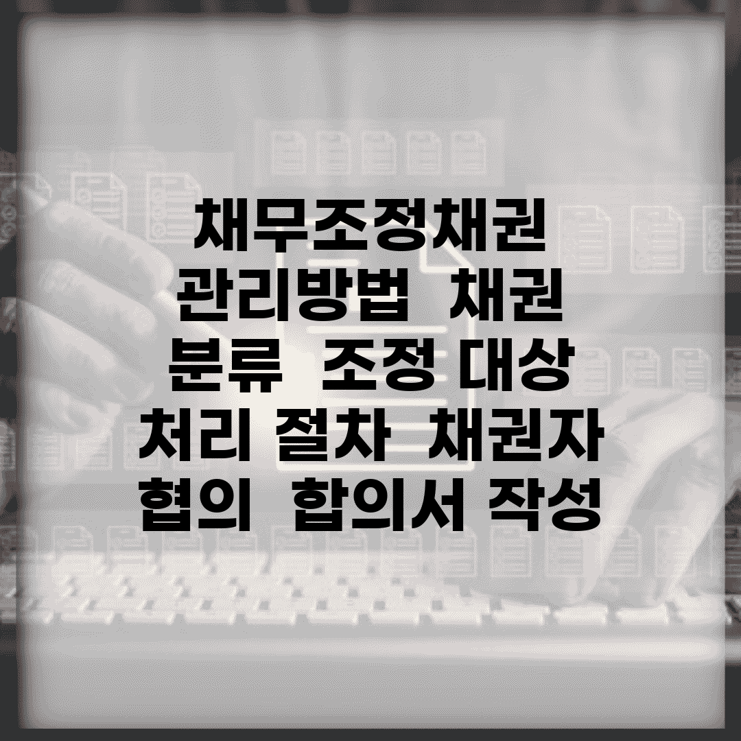 채무조정채권 관리방법 | 채권 분류 | 조정 대상 | 처리 절차 | 채권자 협의 | 합의서 작성