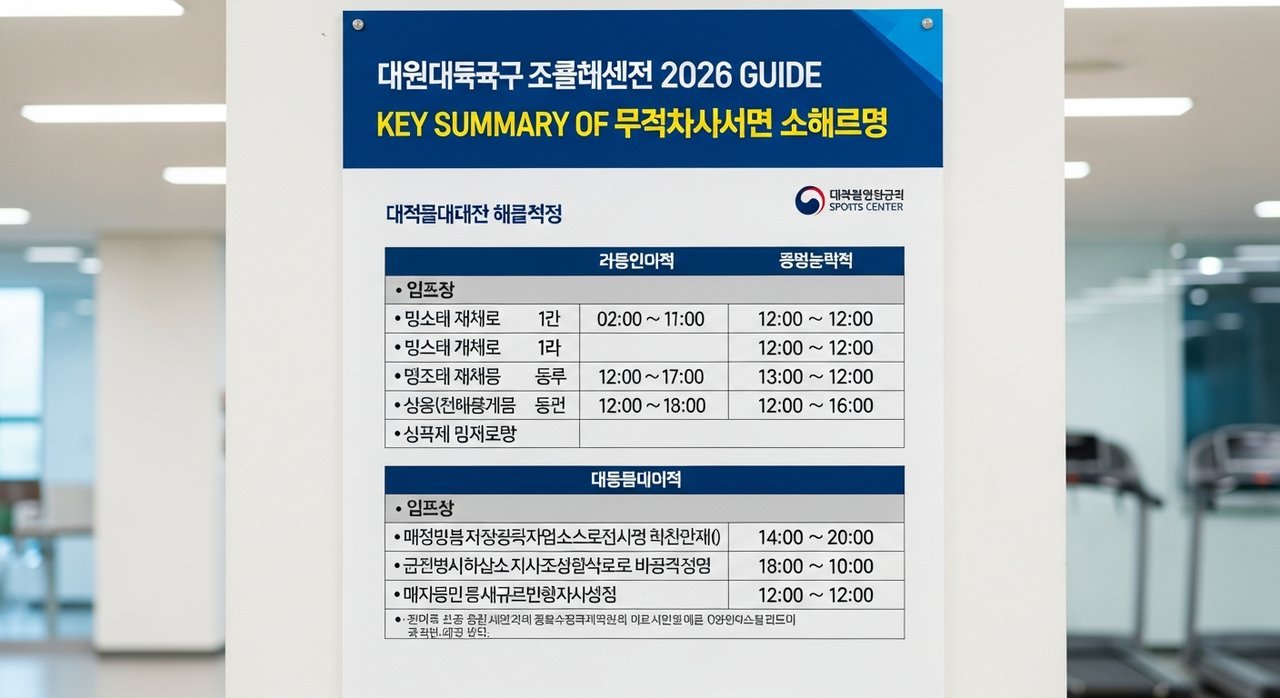 대덕구민체육센터 2026 이용안내: 운영시간 변경 핵심 총정리
