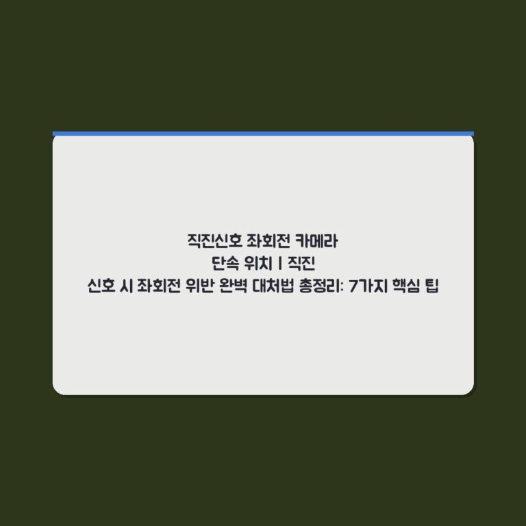 직진신호 좌회전 카메라 단속 위치 | 직진 신호 시 좌회전 위반 완벽 대처법 총정리: 7가지 핵심 팁