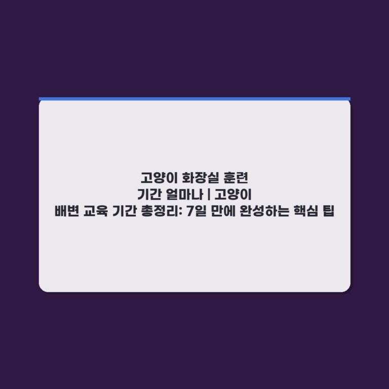 고양이 화장실 훈련 기간 얼마나 | 고양이 배변 교육 기간 총정리: 7일 만에 완성하는 핵심 팁
