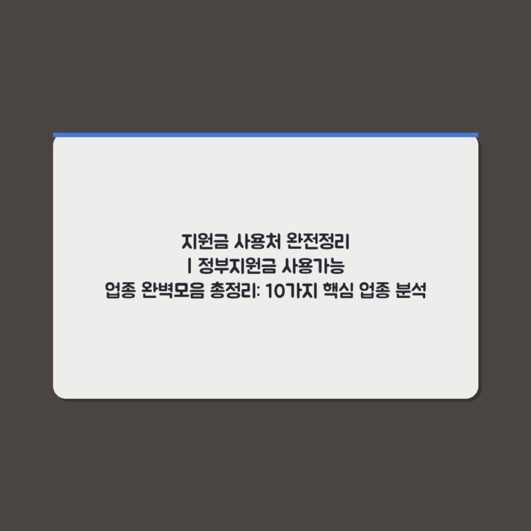 지원금 사용처 완전정리 | 정부지원금 사용가능 업종 완벽모음 총정리: 10가지 핵심 업종 분석