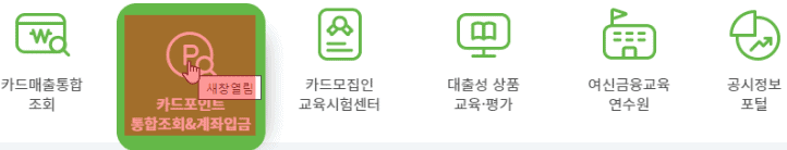 통합조회 메뉴 선택 화면